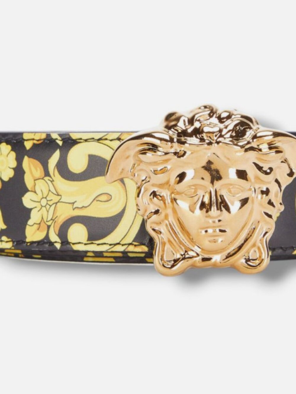 Versace Women's Black Palazzo Printed Leather Medusa Belt Size 70/28